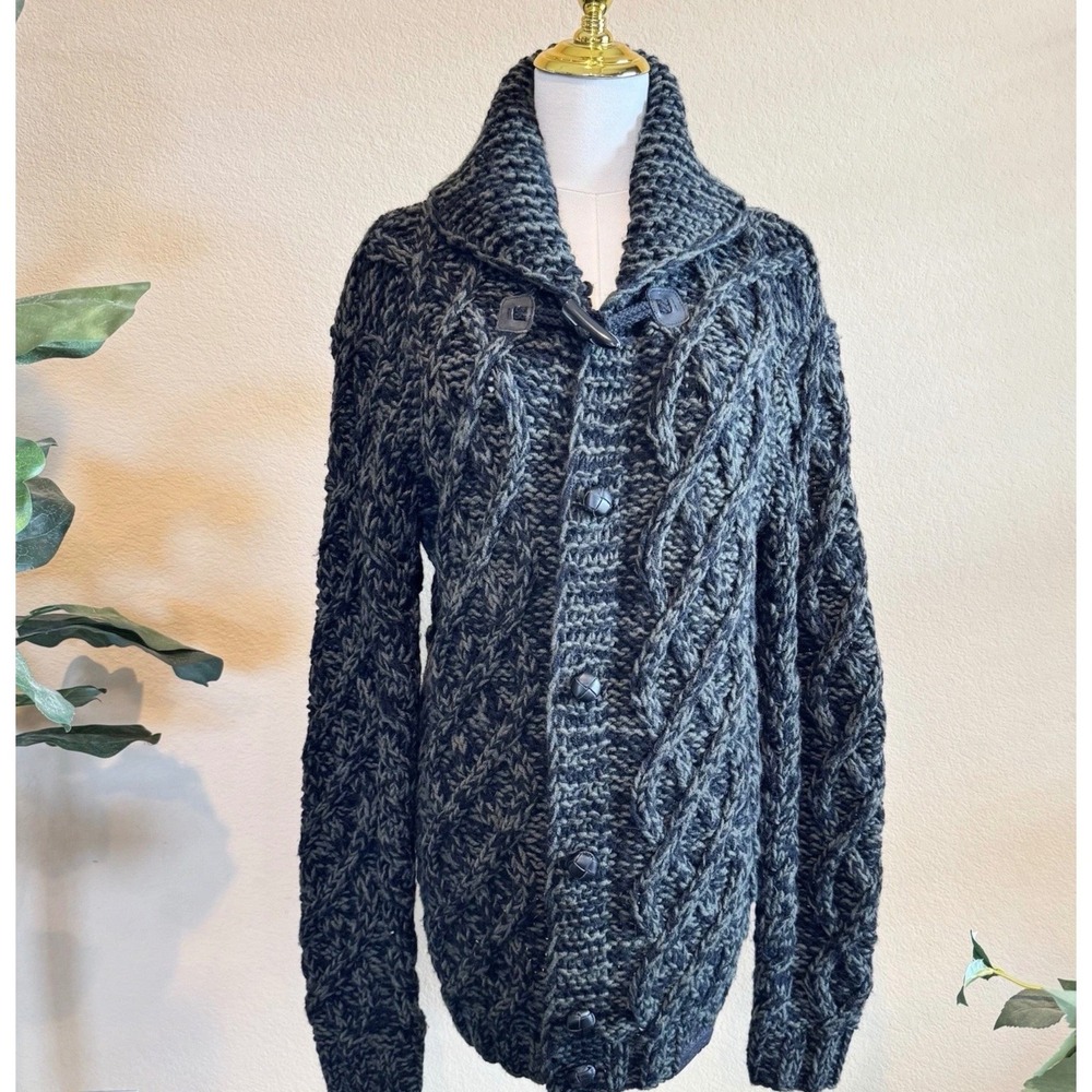 Diesel Tricot & Co Cardigan Mens XXL Wool Charcoal Gray Chunky Cabin Rugged Moto